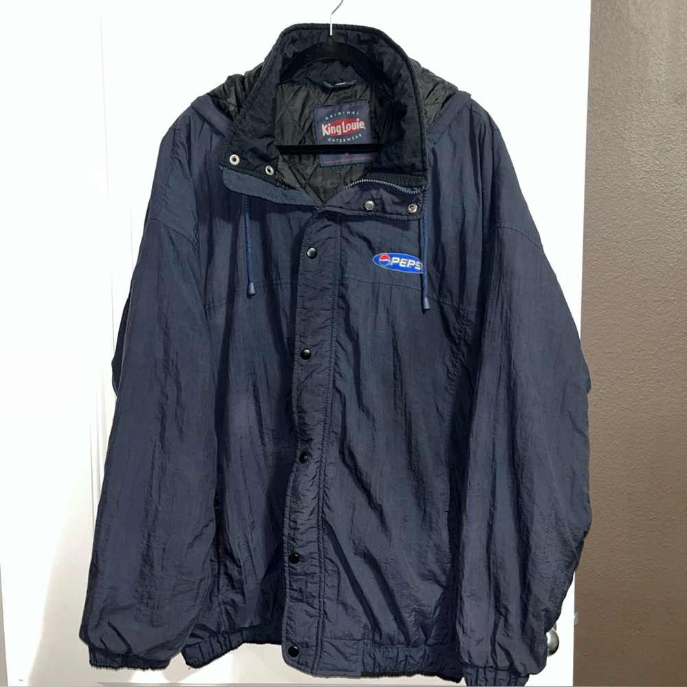 Vintage Pepsi Employee Jacket Coat King Louie Hooded Full Zip Size 2XL